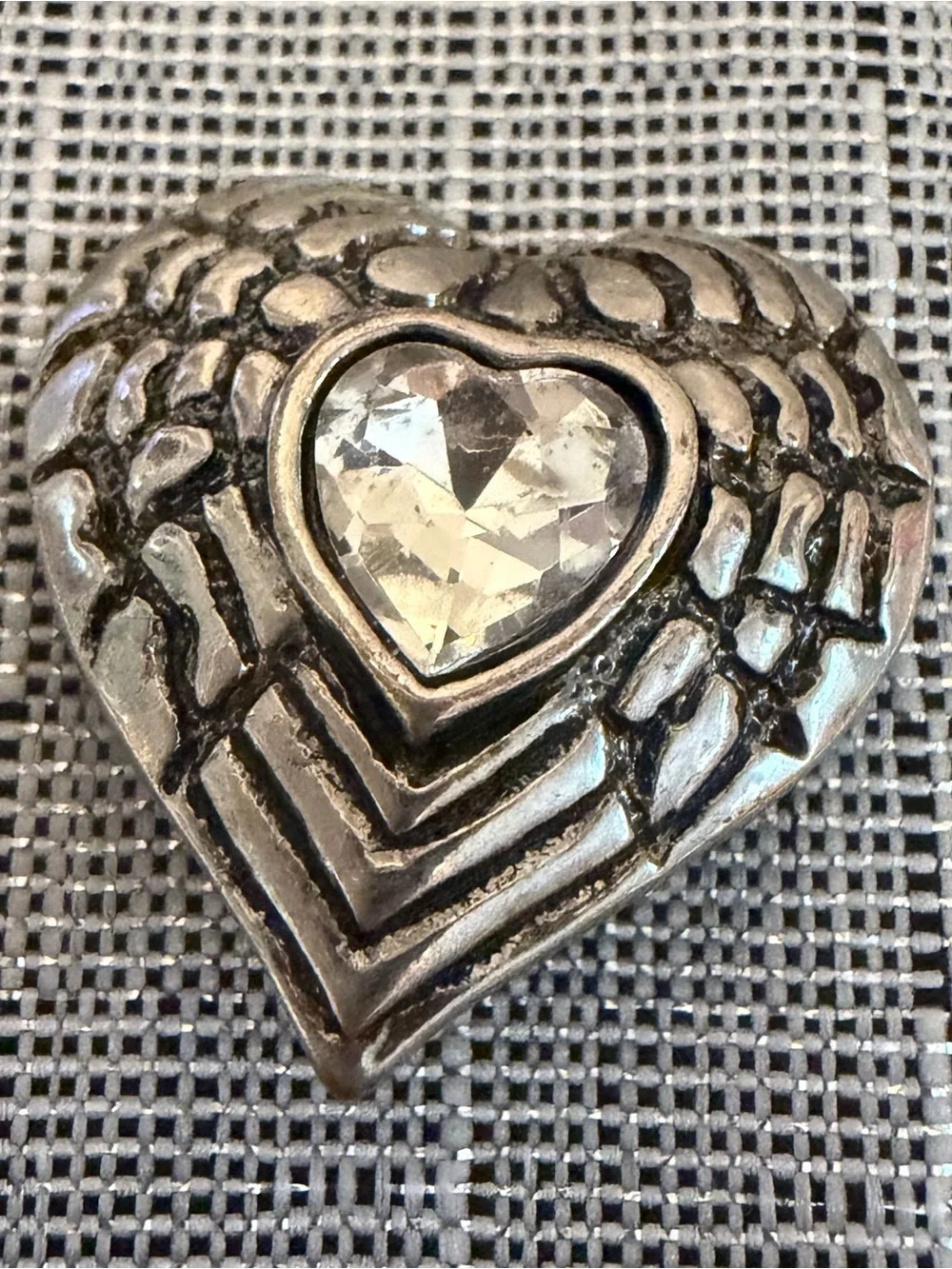 Interchangeable snap jewelry Rhinestone Flower & Heart Silver Tone